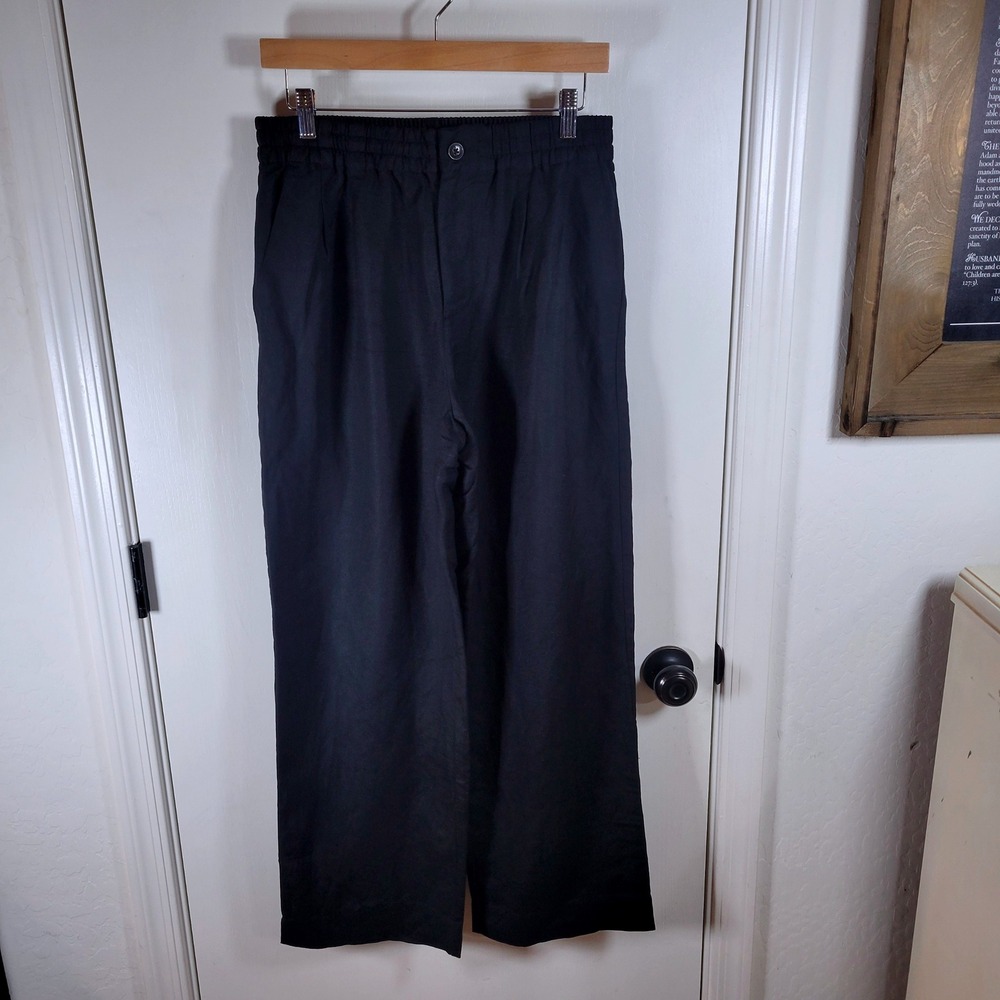Madewell Black Linen Blend Pants Size Small High Rise Lightweight Trousers